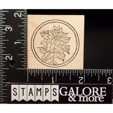 Northwoods Rubber Stamps CHRISTMAS POINSETTIA FLOWER PLANT CIRCLE FRAME T38