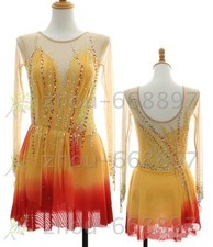 Figure Skating Dress Ice Skating Dress Competition Skating Wear yellow dyeing