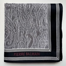 HANDKERCHIEF VINTAGE GRAY PAISLEY PATTERNED MEN'S POCKET SQUARE COTTON 18" B0110