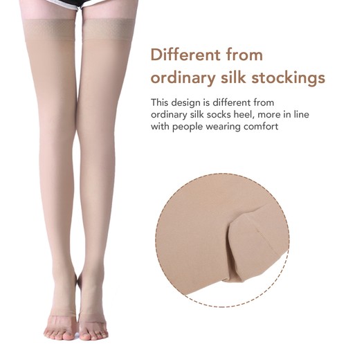 23-32mmHg Compression Stockings Open Toe Thigh High Graduated Compression Sock - Picture 6 of 23