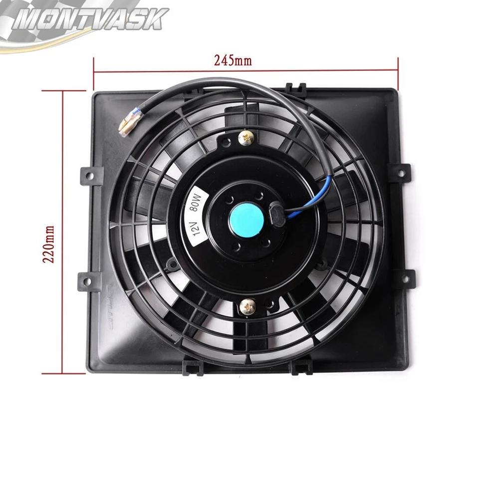 Enfriador de aceite de motor de transmisión de aluminio universal 30 filas 10AN + ventilador eléctrico de 7" Foto 3 de 4