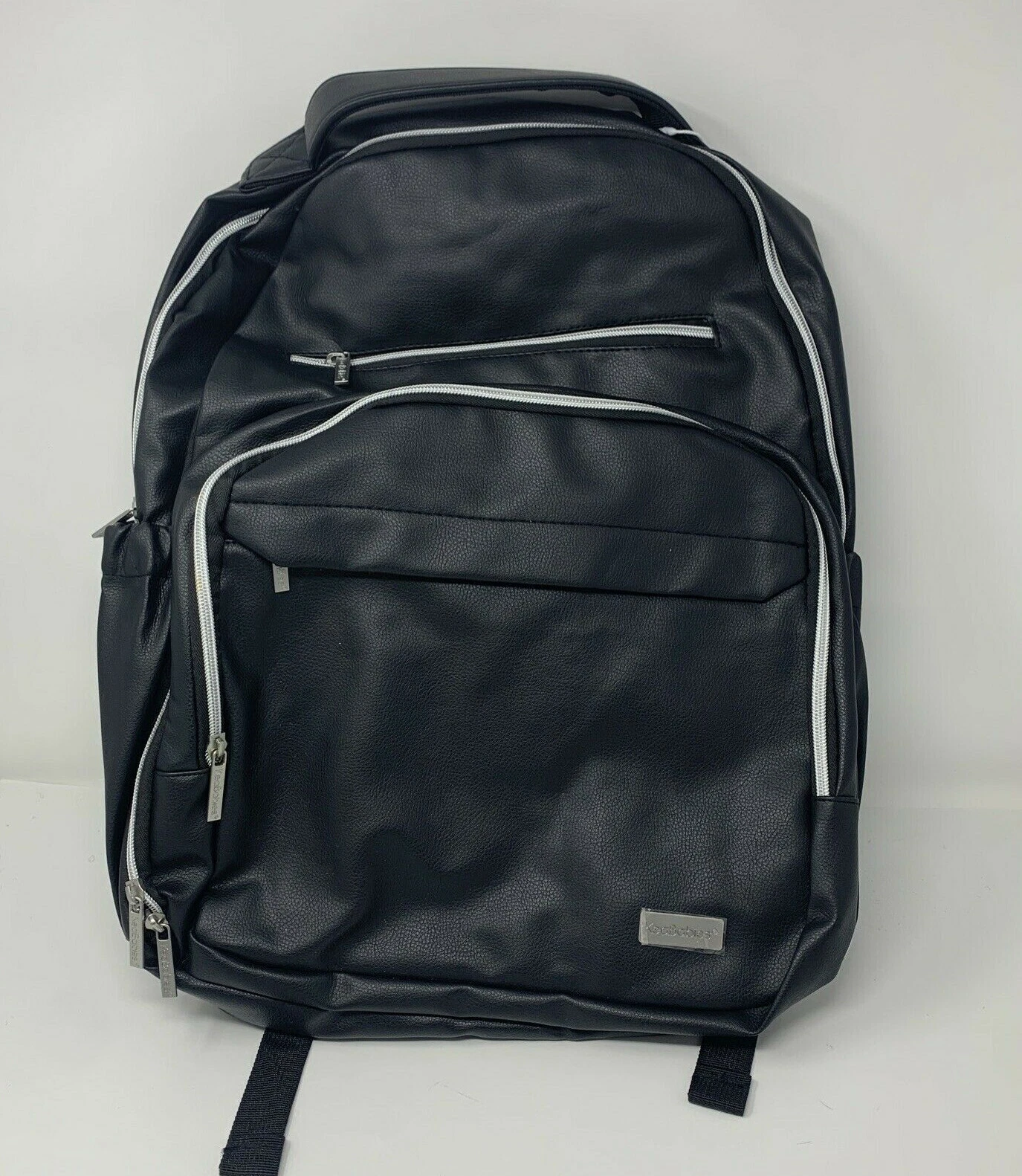 Large Maternity Diaper Backpack Waterproof Vegan Leather Black 18x14.5xy.5"