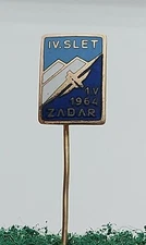 Alpinism, mountaineering, climbing IV SLET, ZADAR 1964. Croatia enamel KASUN pin