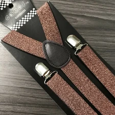 Rose-Gold Glitter Suspender for Adults Men Women Teens Wedding Formal (USA)