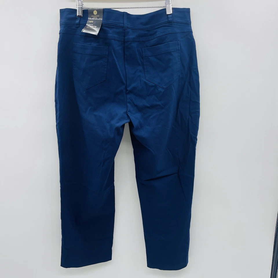 JM Collection Womens Petite Short 14PS Tummy-Control Curvy Fit Pants in Blue $49 - Image 4 of 4