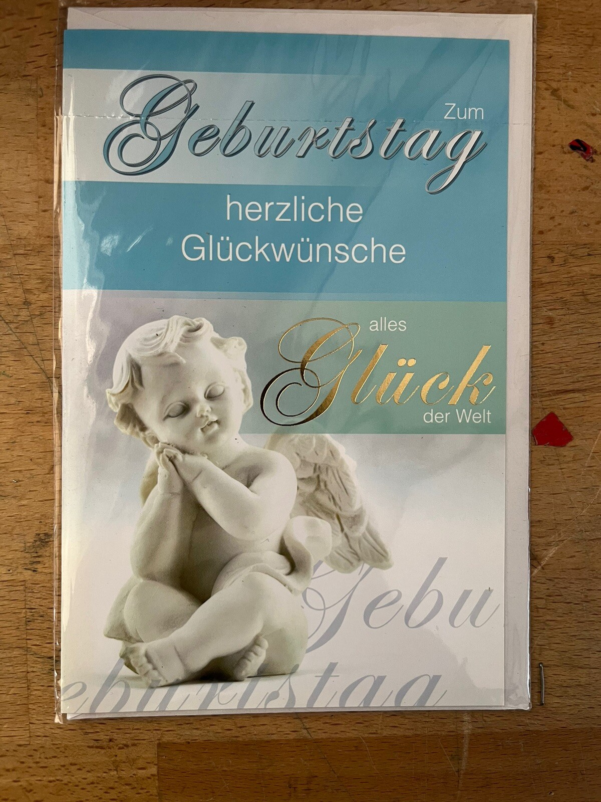 Geburtstagskarte mit Umschlag Engel Motiv / Geburtstagswünsche / Kunstreg