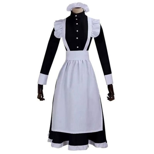 Women Victorian Maid Cosplay Costume Outfit One Piece Dress+Apron+Headpiece - Picture 11 of 11