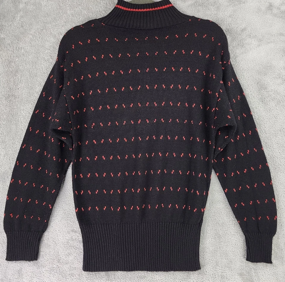 Thermo Jac Sweater Womens Small Black Red High Neck Long Sleeve 80s Vintage Top - Image 2 of 4