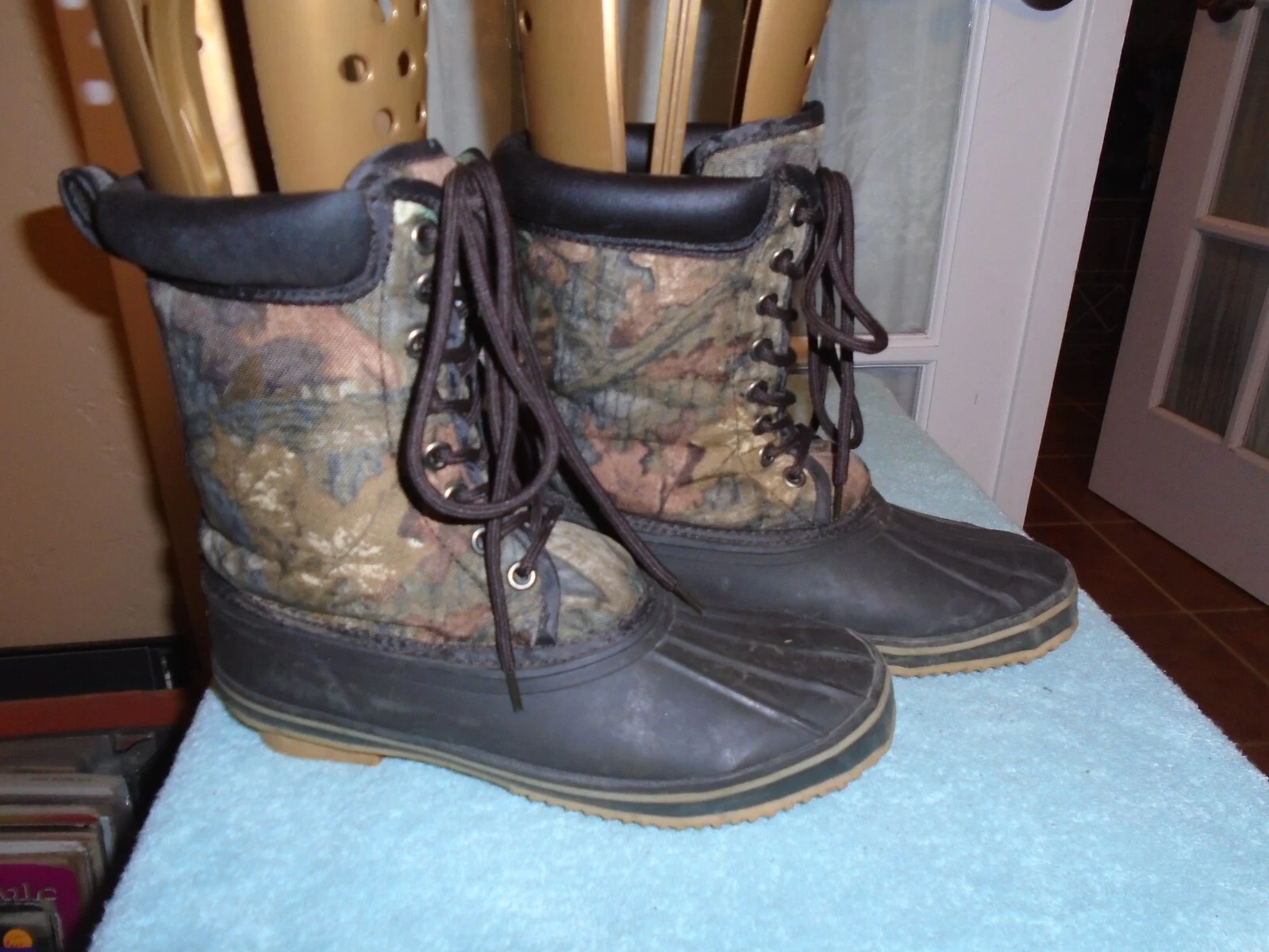 Game Winner Camo Duck Boots Hunting Camping Hiking Men's Size 8 Steel Shank
