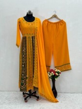 Presenting New Faux Georgette Yellow Top Palazzo With Dupatta For Women Wear