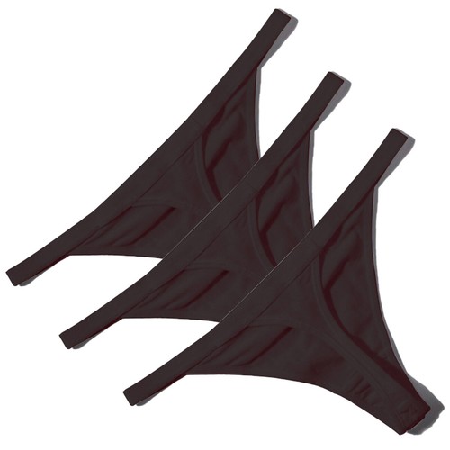 Sexy T-back 3 Pack Women Solid Cotton G String Thongs Panties Underwears Bikini - Picture 3 of 18