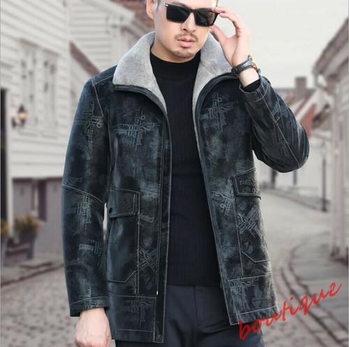 Men's Real Leather Down Coat Slim Fit 