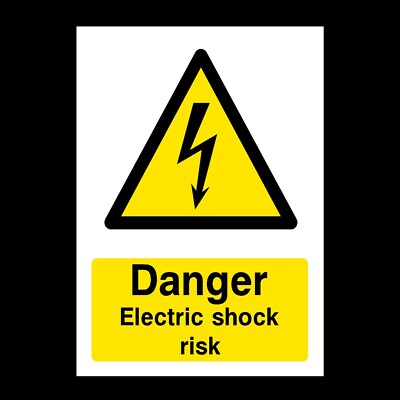Electric Shock Risk Rigid Plastic Sign OR Sticker - A6 A5 A4 (WEH46)
