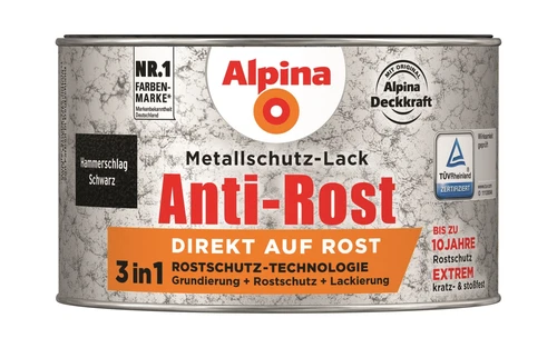 Alpina Metallschutzlack Anti-Rost Hammerschlag Schwarz 300ml