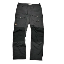 Fjallraven Pants Mens 36x32 Black Gray G-1000 Outdoor Hiking Cargo Zip Vents