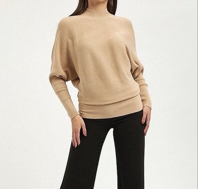 NWT REISS LIDIA Camel Cashmere Cotton Blend Ribbed Sweater / Top $215