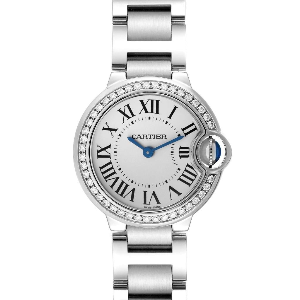 Cartier Ballon Bleu Diamond Steel Ladies Watch W4BB0015 with Box & Card-image