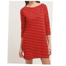GAP Jersey Striped Pullover Mini Dress Womens Sz L Red 3/4 Sleeve
