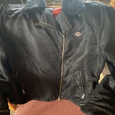 Harley Davison Size 2W Black Womens Jacket Fur Collar