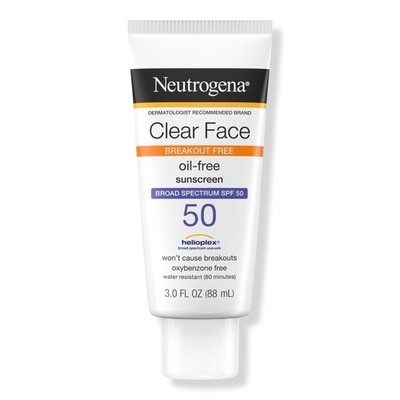2x Neutrogena Clear Face Oil-Free SPF50 Sunscreen, 3 Fl Oz