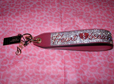 Victoria's Secret Wristlet Strap Keychain Rhinestone Bling Red LOGO