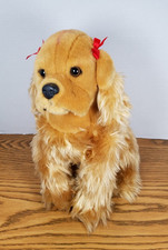 Circo Brand Cocker Spaniel Plush Dog 12" Stuffed Toy Red Bows Realistic Sitting