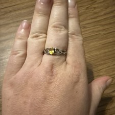 Yellow Sapphire Topaz 925 Sterling Silver Ring Size 9