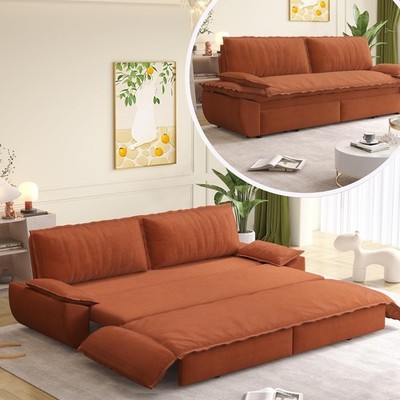 73.2''W Convertible Sleeper Sofa Corduroy Queen Pull Out Couch Bed