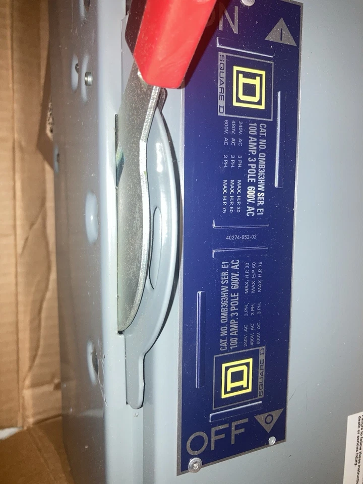 Square D QMB363HW 100 Amp Fusible Panel Switch - Image 3 of 4