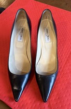 Pre owned Jimmy Choo Black Leather Pointed Toe Stiletto Pumps EU size 41