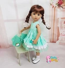 Mint outfit Little Darling 13", dress plus cardigan, suitable for Paola Reina