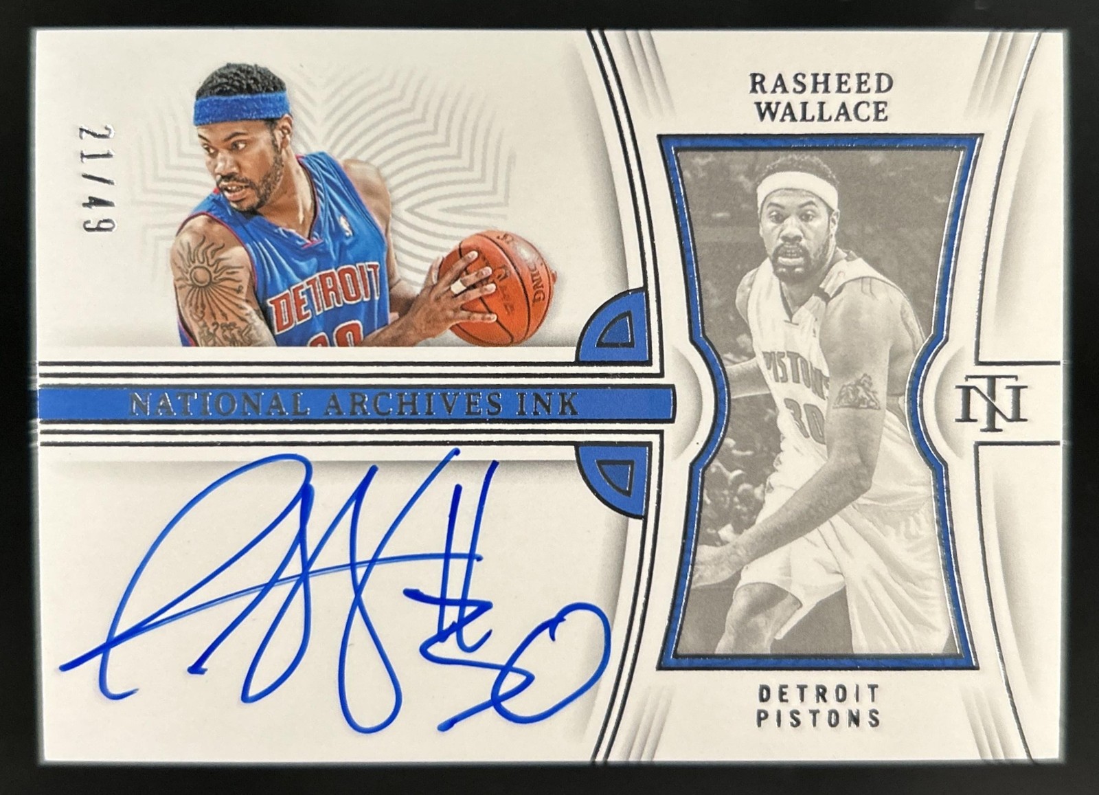 2022-23 Panini National Treasures Rasheed Wallace Archives Ink Auto #/49 Pistons