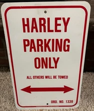 Vintage Harley Parking Only Metal Sign 12x 18” Outrageous Sign Co USA