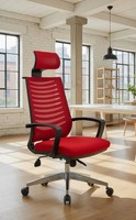 Moderner BüRostuhl Mit Ergonomischer RüCkenlehne Und Rotem Design