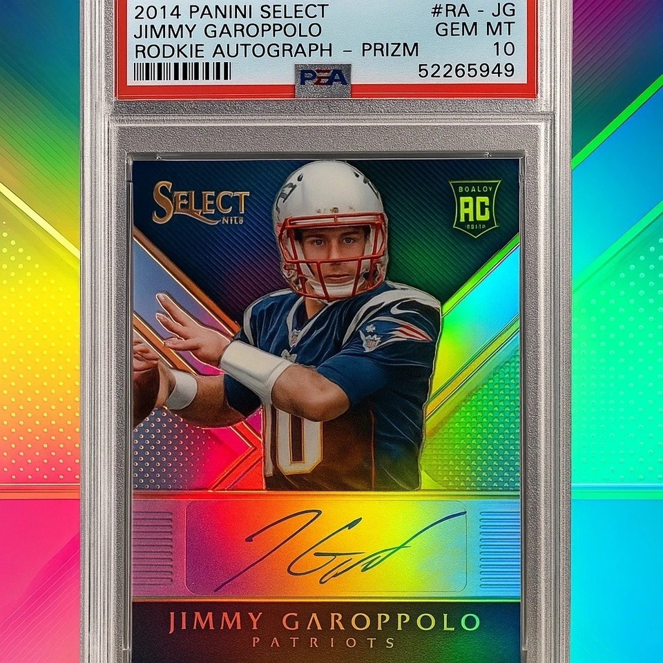 2014 PANINI SELECT JIMMY GAROPPOLO RC AUTO PRIZM PSA 10 GEM MT  #/75 PATRIOTS - Image 3 of 4