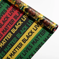 African American Gift Wrapping Paper Roll for Girls Boys Birthday Baby Shower