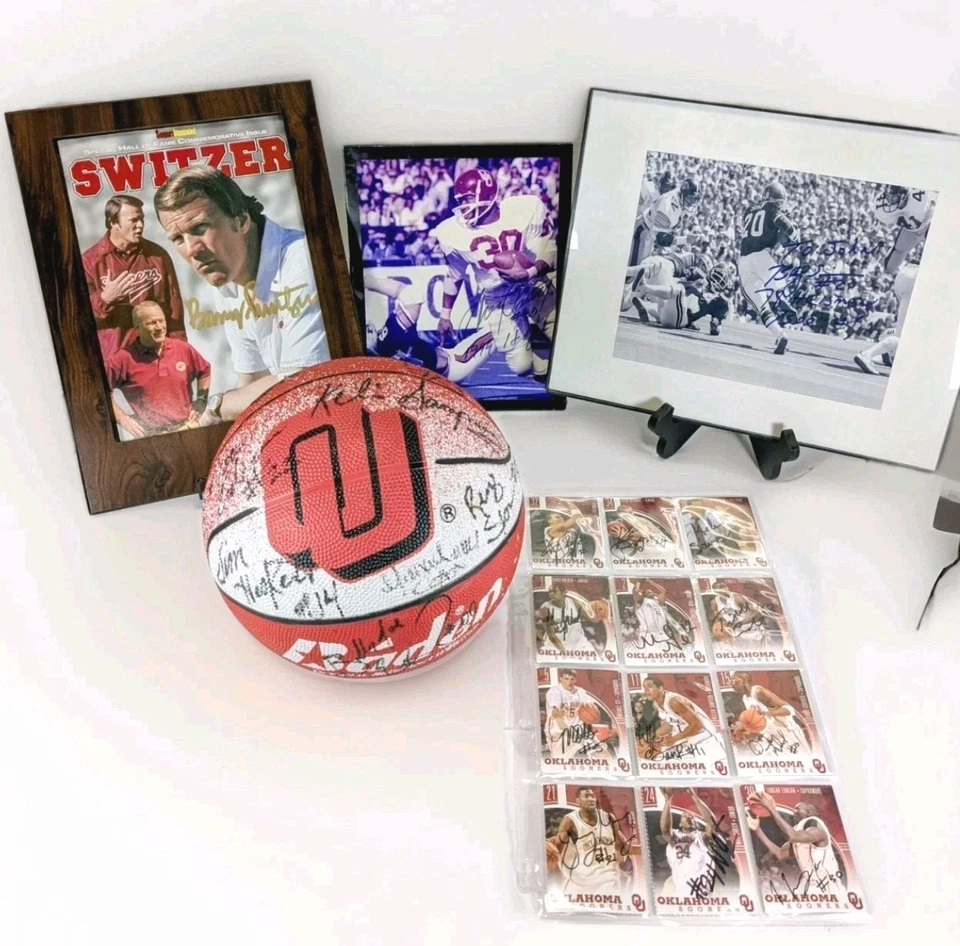Raro lote de fútbol americano de baloncesto colección autógrafa firmada Oklahoma OU Sooners Foto 2 de 4