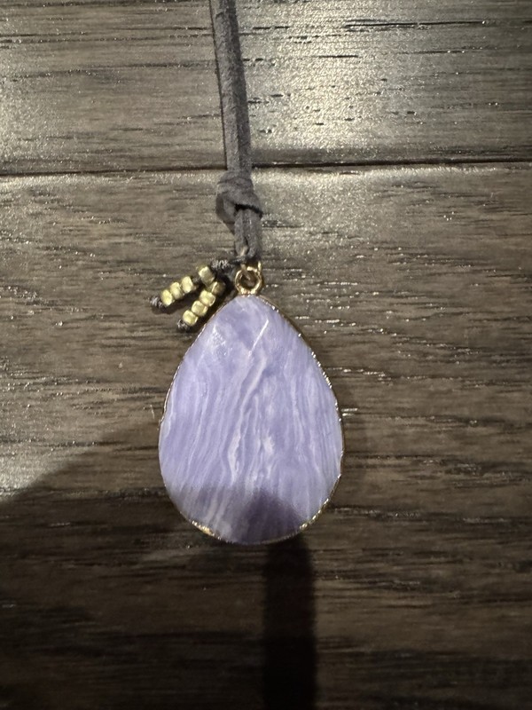 Purple Jade Pebble Pendant Jadeite Jade Specimen Necklace