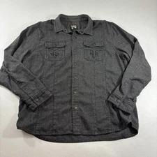 HTF! Rock Revival Metal Snap Wool Blend Flannel Shacket Pocket Shirt Grey Sz XL