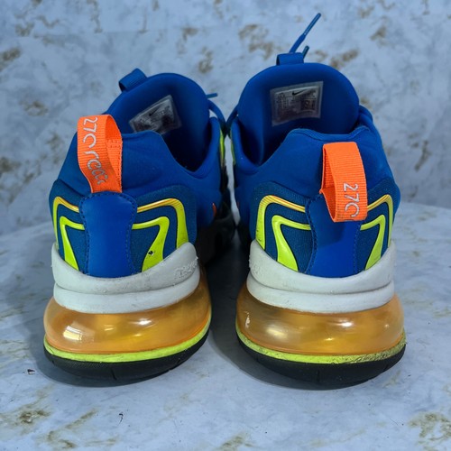 Nike Air Max 270 React Para hombres Talla 10.5 Zapatos Azul Naranja Atlético Tenis Bajos - Imagen 5 de 13