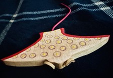 Hand-painted wood Sting Ray, folk art wood carving, nautical wood decor