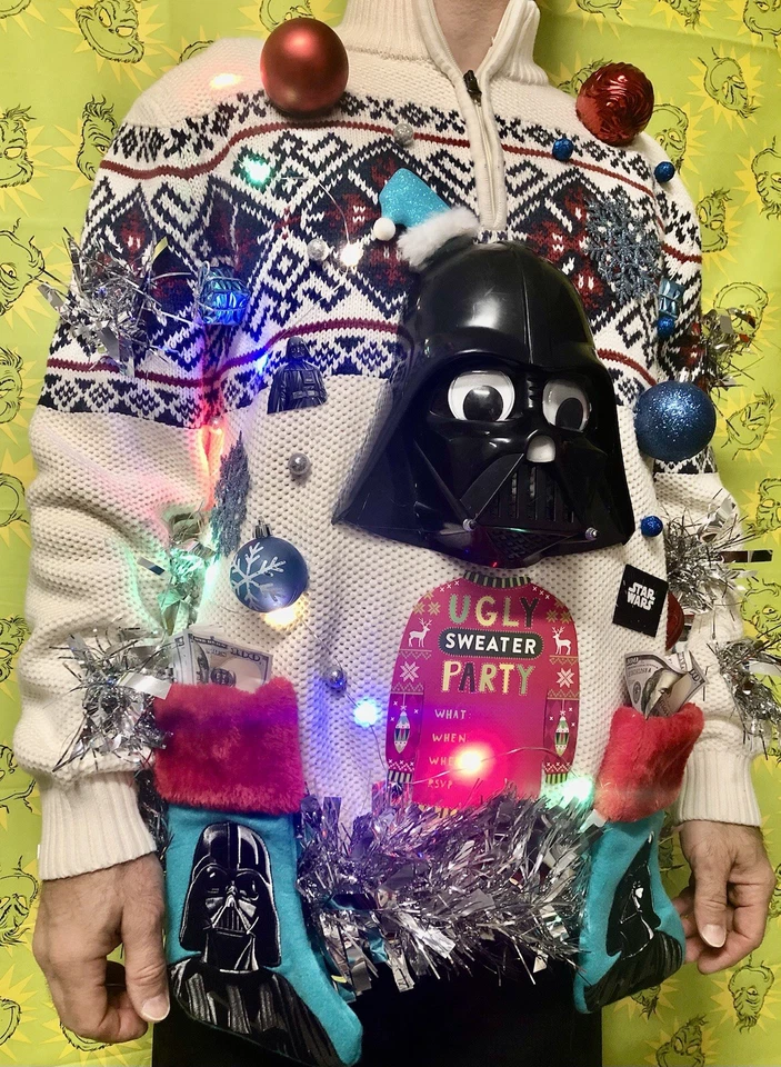 Suéter Feo Navidad Guerra de las Galaxias CONCURSO GANAR Luces Decoradas XL HORRIBLE Foto 3 de 4