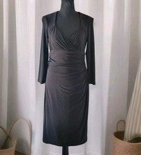 Lauren Ralph Lauren Black V-neck Ruched Waist Dress Lined Size 6 Career Cocktail