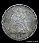 EXTRA FINE 1891 SEATED LIBERTY DIME XF+  10c   (BC1)