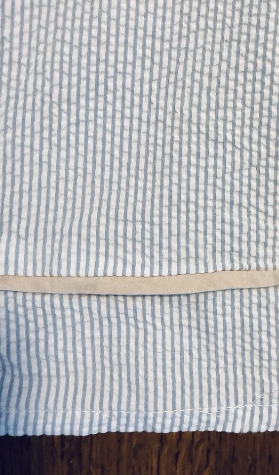 Restoration Hardware Crib Bedding Set Skirt 2 Sheets 2 Blankets Seersucker Blue - Image 3 of 4