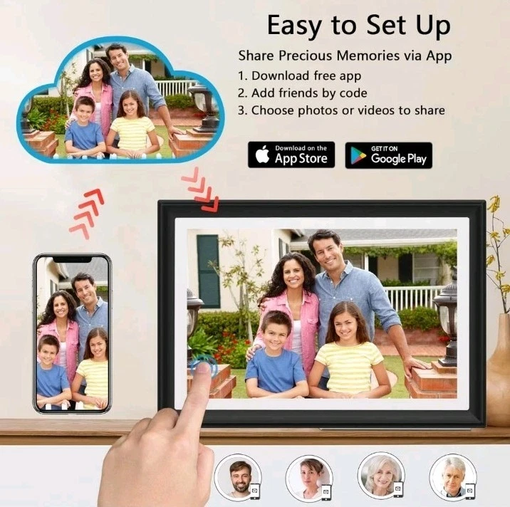 Digital Picture Frame 32GB 10.1 Inch WiFi 1280x800 IPS HD Touchscreen USB SD  - Image 3 of 4