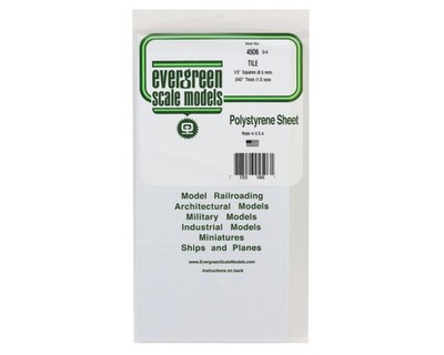 Evergreen Scale Models Polystyrene 1/3'' Square Tile Sheet (6x12x0.04'') [EVG4506]