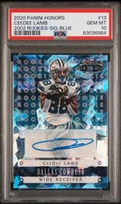 2020 Panini Honors CeeDee Lamb #13 2002 Rookies-Sig-Blue RC 6/15 Auto PSA 10  