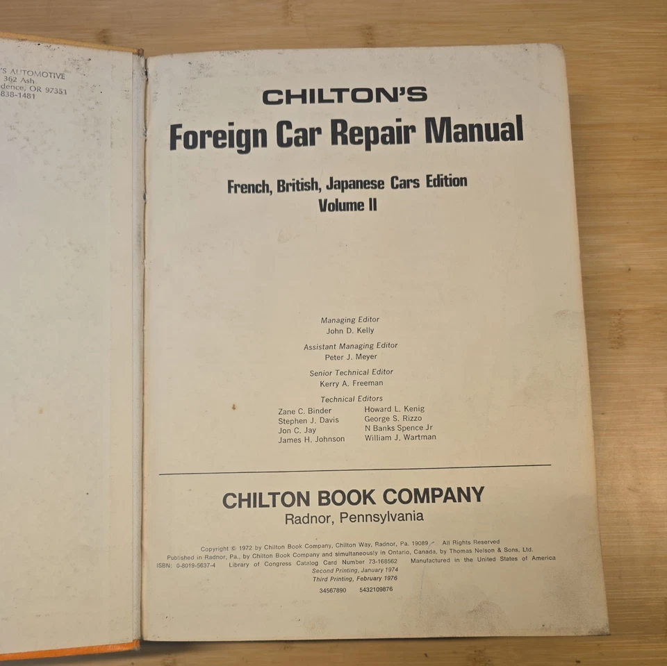 Manual de reparación de automóviles extranjeros Chiltons 1972 Foto 3 de 4