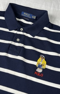 New! Polo Ralph Lauren Navy YELLOW RAINCOAT BEAR Shirt-Custom Slim Fit Men s XXL